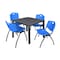 Kee Kee Square Table & Chair Set, Wood, Metal, Plastic Top, Grey TB3636GYBPBK47BE - alternate 1